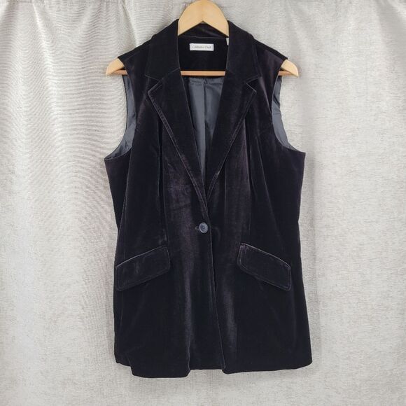 Coldwater Creek Black Velvet Vest Single Breasted Women's Plus Size 16 - Picture 8 of 13